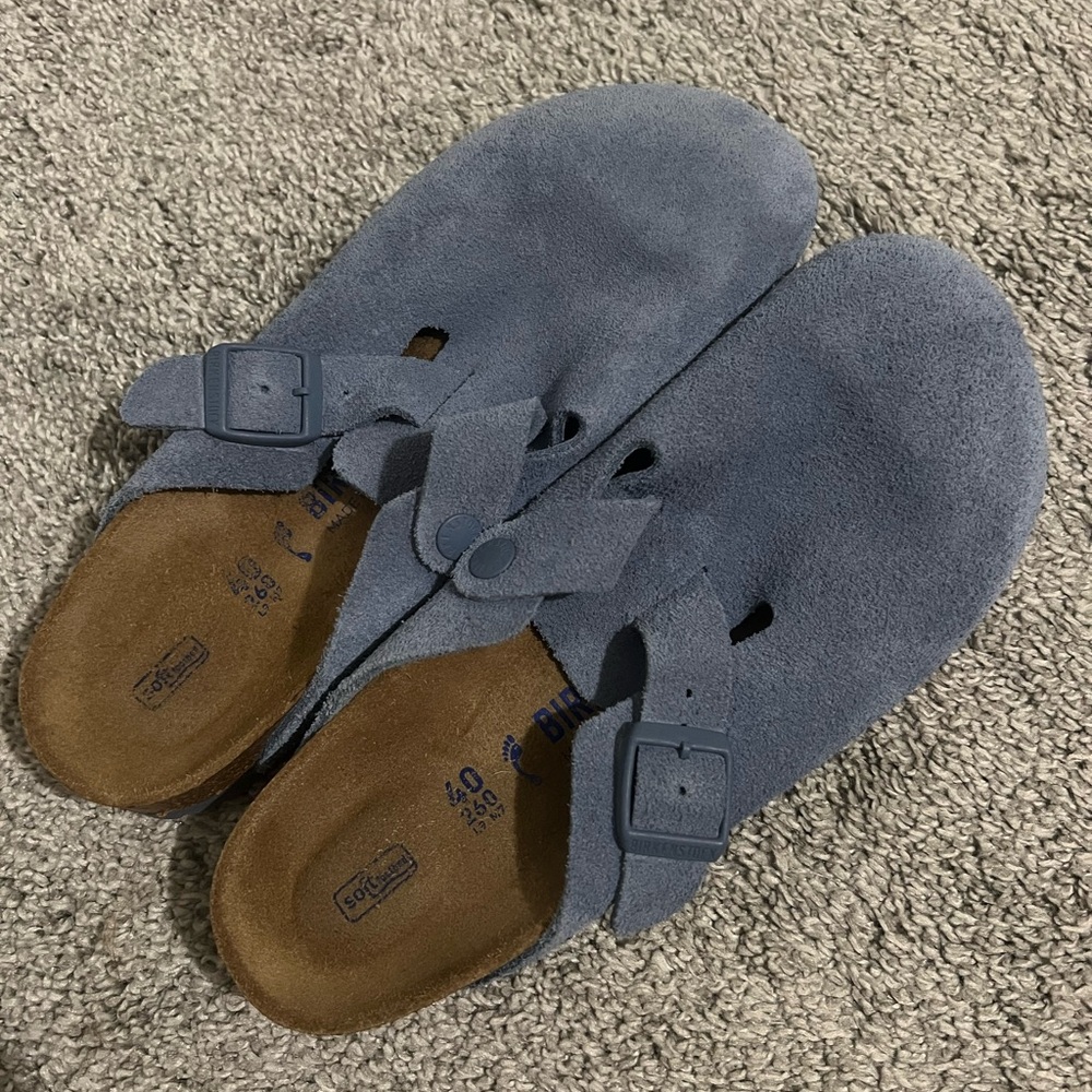 Birkenstock Boston - BOSTON SOFT FOOTBED SUEDE - ELEMENTAL BLUE